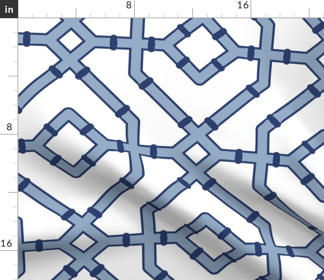 Chinoiserie Trellis Blue White Maximalist Lattice Grandmillennial Custom Printed Fabric by Spoonflower Various Fabrics by the Yard or Fat Quarter
